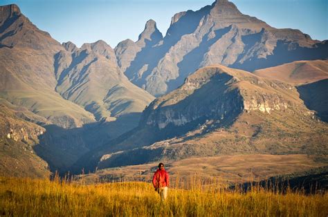 Cathedral Peak area at sunrise - Ukhahlamba Drakensberg National Park ...