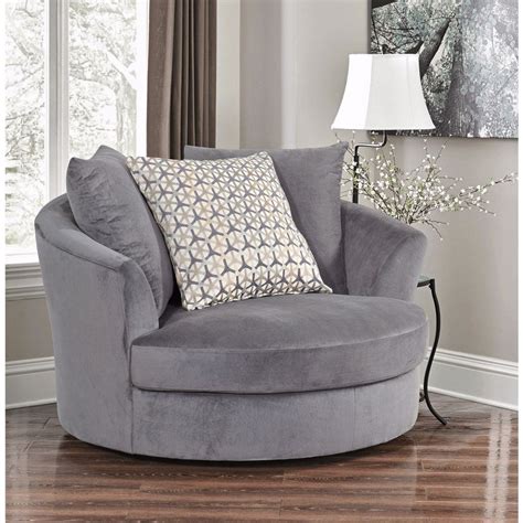 Abbyson Tanya Grey Fabric Round Swivel Chair - Bed Bath & Beyond ...