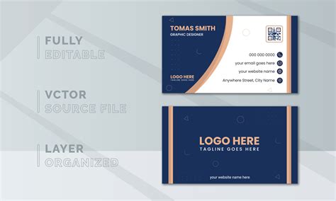 Creative elegant blue and yellow business card design template 6422156 ...