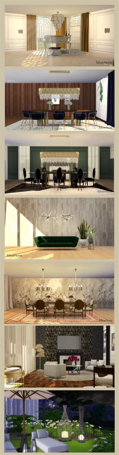 Lumens Lighting Set | BlueTeas | Sims, House styles, Lighting