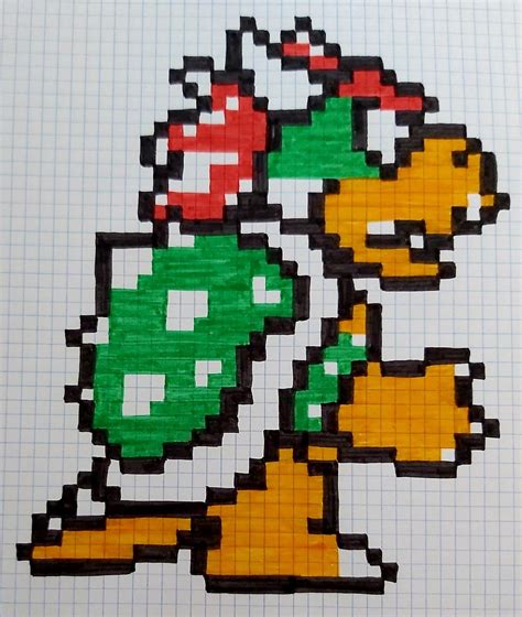 Bowser | Lindos dibujos fáciles, Dibujos bonitos, Cuadricula para dibujar