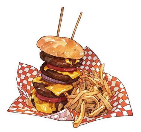 Burger And Fries Drawing at PaintingValley.com | Explore collection of ...