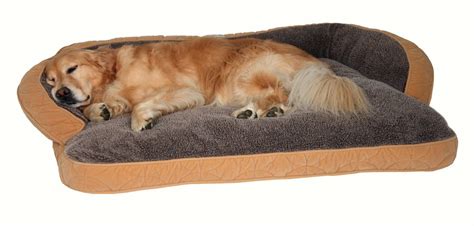 Luxurious Microfiber and Fleece lined dog bed with bolster in brown ...