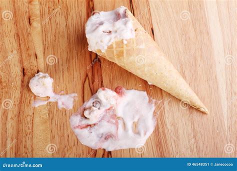 Ice Cream Cones Dropped on Wooden Background Stock Image - Image of ...