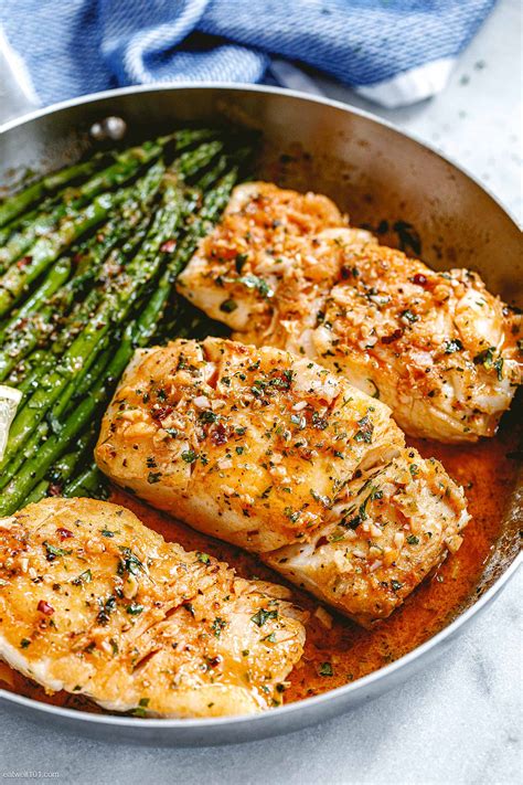 Garlic Butter Cod with Lemon Asparagus Skillet – Healthy Fish Recipe ...