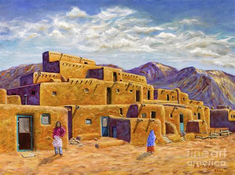 Taos Pueblo Painting by Bob Parks - Pixels