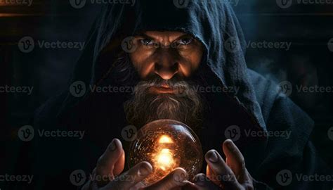 A wizard holding a crystal ball AI Generated 31225443 Stock Photo at ...