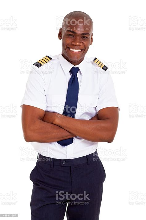 Handsome African Pilot Stock Photo - Download Image Now - Pilot, Males ...