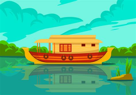 Kerala Hausboot Vektor Hintergrund Illustration - Download Kostenlos ...