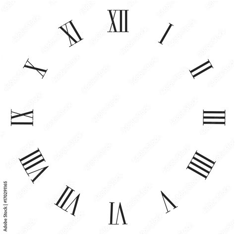 Vintage roman numerals clock face vector isolated on white. Stock ...