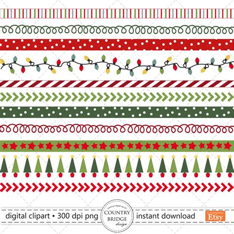 Christmas Borders Clipart Holiday Borders Clip Art Set - Etsy