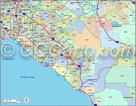 Los Angeles Orange County Ca Wall Map Satellite Zip Style By Marketmaps ...