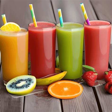 Healthy Fruit Juice with Fruit Slices · Creative Fabrica