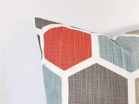 Two Red and Blue Pillow Covers Geometric Pillow Sham Red - Etsy