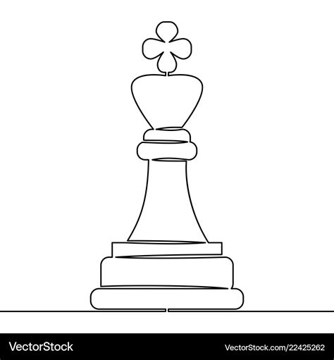 Continuous line drawing chess pieces king Vector Image