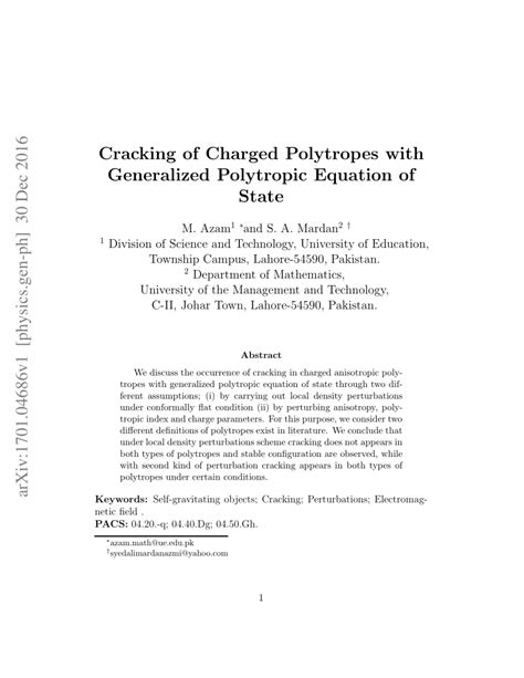 (PDF) Cracking of Charged Polytropes with Generalized Polytropic ...