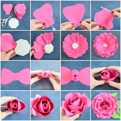 Giant Paper Flowers-How to Make Paper Garden Roses with Step by Step ...