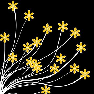 Yellow Flowers With Black Background