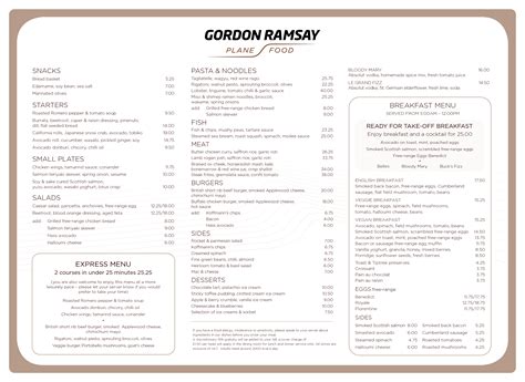 Menus - Plane Food | Gordon Ramsay Restaurants