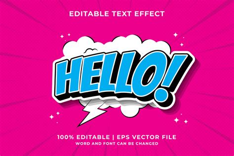 Editable text effect - hello Cartoon template style premium vector ...