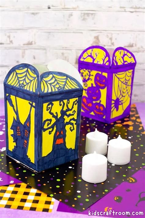 Easy Paper Halloween Lanterns For Kids (Free Printable) - Kids Craft Room