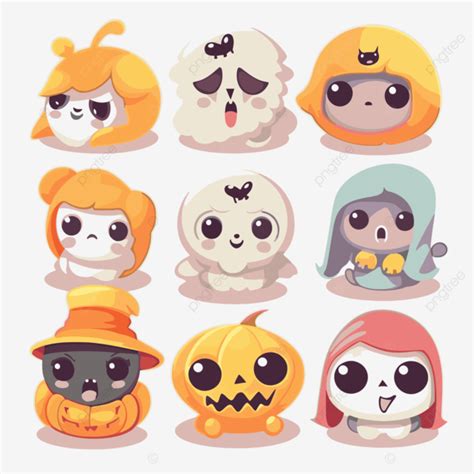 Cute Halloween Characters Clipart Kawaii Halloween Cartoon Characters ...