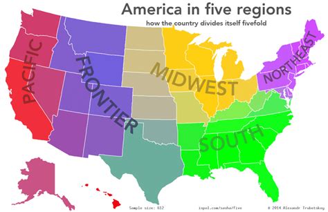 5 Regions of the United States Map: US State Geography