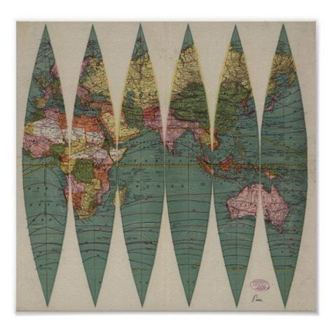 Antique World Map Rand McNally 1891 Poster | Zazzle | Antique world map ...