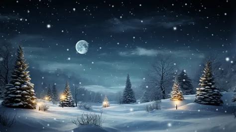 Winter Christmas Night Wallpaper Background, Christmas Desktop Picture ...