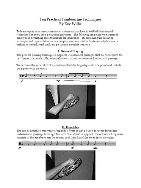 Ten Practical Tambourine Techniques by Eric Willie: I. General Playing ...