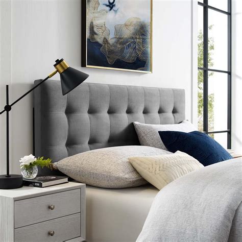 MODWAY Emily Gray King Biscuit Tufted Performance Velvet Headboard MOD ...