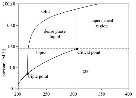 Provide a labeled phase diagram for carbon dioxide. | Homework.Study.com