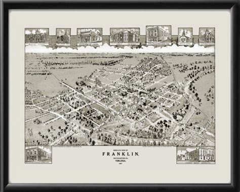 Franklin VA 1907 Restored Map | Vintage City Maps