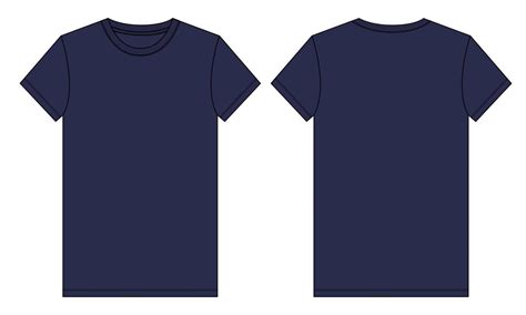 Short sleeve T shirt technical fashion Flat Sketch Navy color Template ...