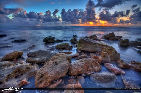 Blowing Rocks Ocean Sunrise at Jupiter Florida | Royal Stock Photo