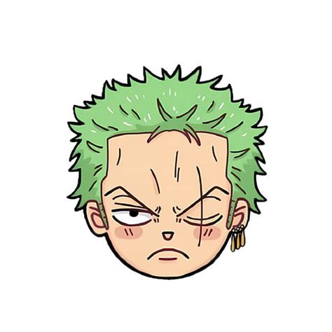 Easy to draw a Zoro face so cute with step-by-step drawings