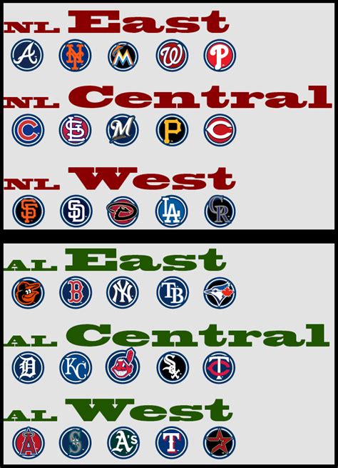 Printable Mlb Divisions