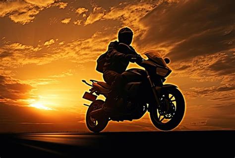 Premium AI Image | a silhouette of a motorcycle sitting in the sunset