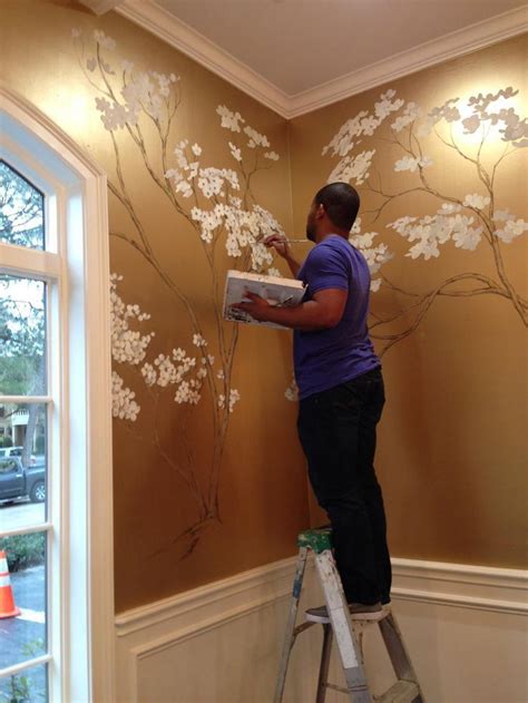 Colorful Hand-Painted Wall with Flowers