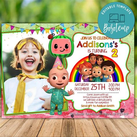 Cocomelon Birthday Invitation Template