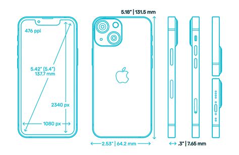 Apple iPhone 13 Mini (15th Gen) Dimensions & Drawings | Dimensions.com