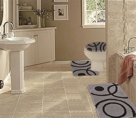 WPM 3 Piece Bath Rug Set CIRCLE Pattern Bathroom Rug (50CMx80CM)/large ...