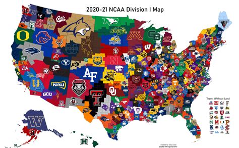 NCAA Division 1 Map (2020-21 edition) : MapPorn