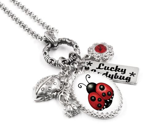 Ladybug Necklace Red Lady Bug Engraved Charm Garden | Etsy