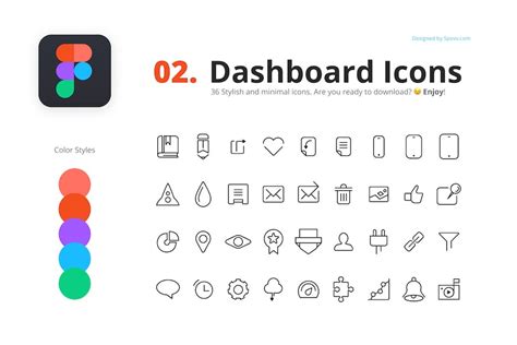 36 Minimal Dashboard Icons by spovv on Envato Elements