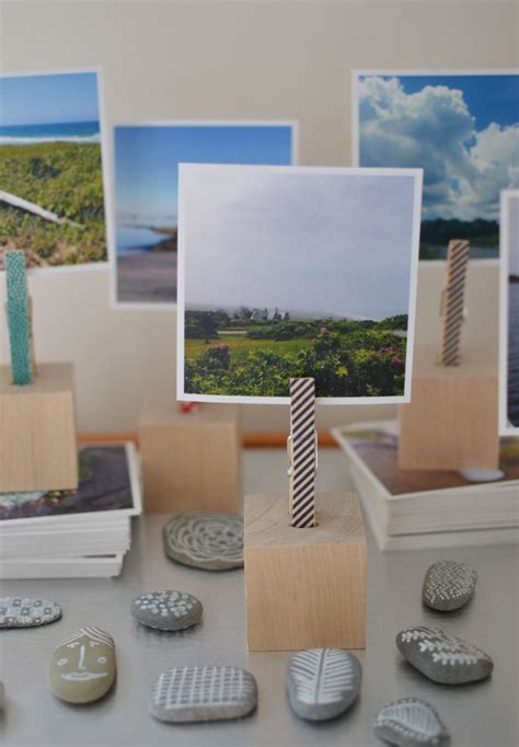 Make: Wooden Block Photo Holders | Diy photo holder, Diy holiday card ...