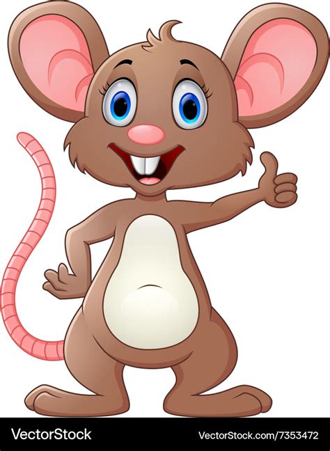 Cute mouse cartoon thumb up Royalty Free Vector Image