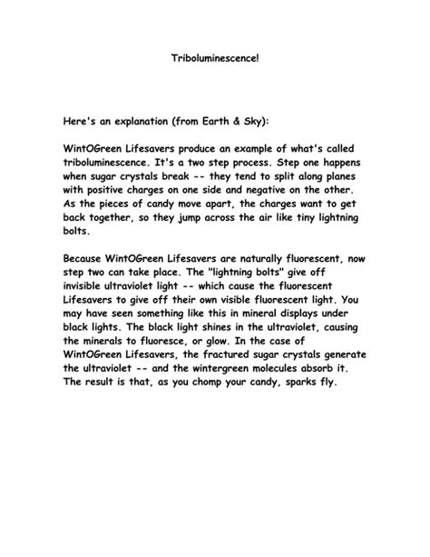 Triboluminescence Information