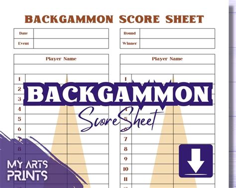 Backgammon Score Sheet Printable, Backgammon Game Score Pad, Backgammon ...