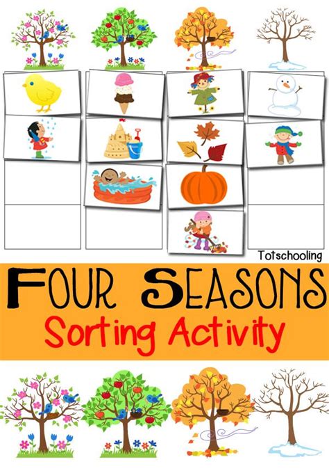 Four Seasons Sorting Activity Free Printable | Seasons activities ...